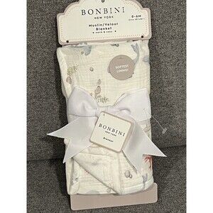 Bonbini Baby Blanket Muslin Velour Soft Lining Under The Sea Fish Crabs Turtle